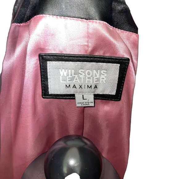 Wilsons Leather Maxima Womens Blazer Jacket Size Large Black Button Down - Picture 7 of 10